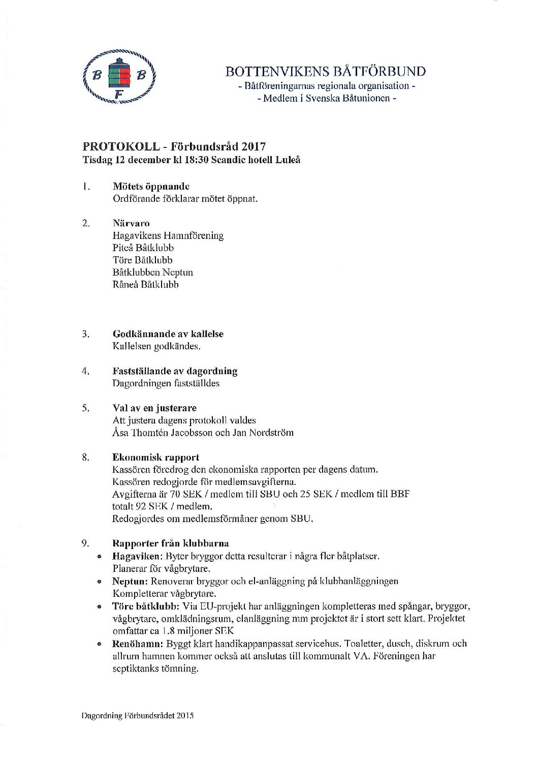Protokoll Förbundsråd 171212